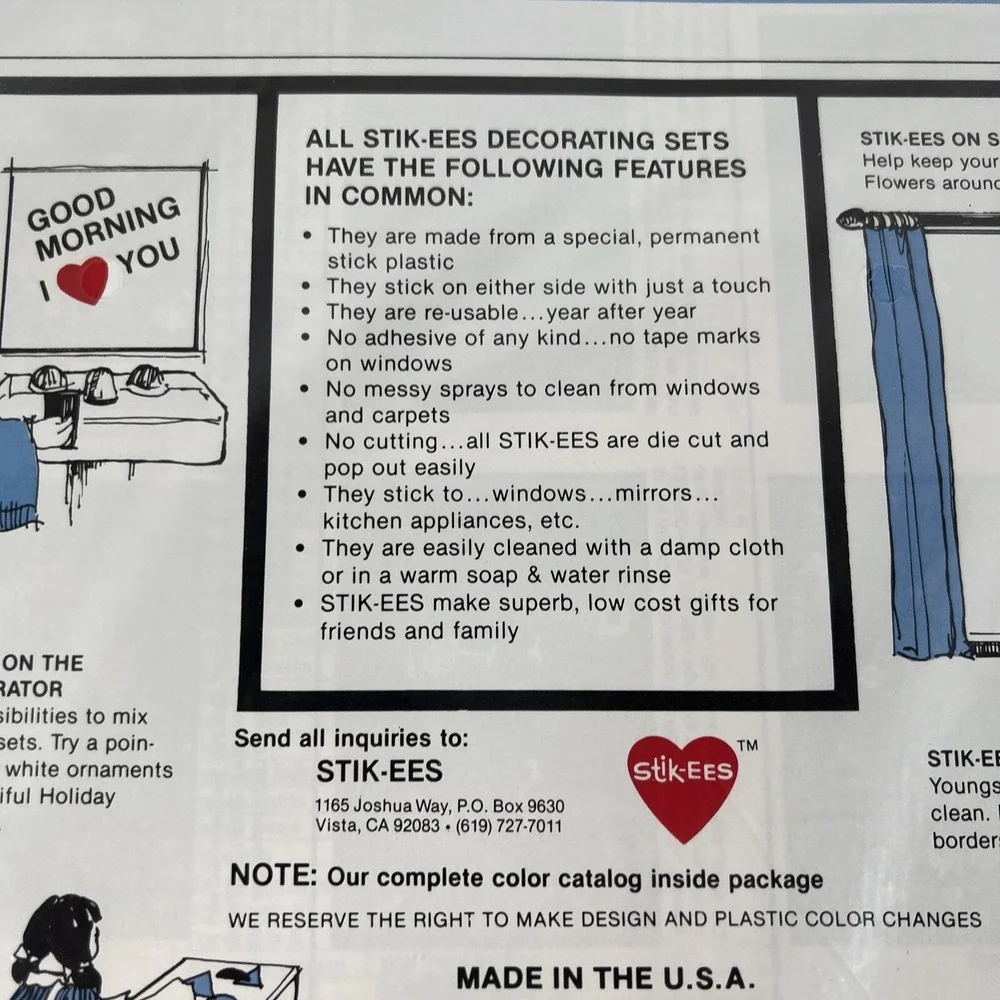 NIP 1987 Vintage STIK-EES COUNTRY GEESE  WINDOW CLINGS Cottagecore Grandmacore